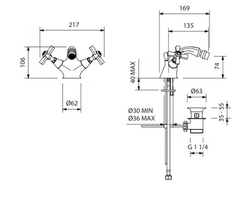 CROWE - 1 hole bidet tap with individual rosettes by Park Avenue - view 3